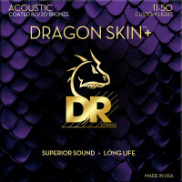 DR Strings Dragon Skin+ Acoustic 80/20 Bronze DA8-11 Custom Light 11-50