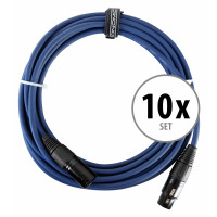 10x set Pronomic Stage DMX3-5 DMX-kabel 5m blauw met gouden contacten