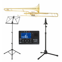 Classic Cantabile Brass VP-16 kleptrombone set incl. metronoom, notenstatief, trombonestatief