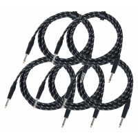 Pronomic Stage INST-3T cable de instrumentos en textil clavija jack set de 5 x 3 m, 1,5 mm²