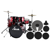 XDrum Rookie 20" Studio Drumstel Rood plus Demperset