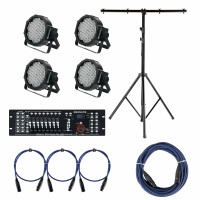 Showlite FLP-144 Fari 4 x SET con Controller DMX Master Pro + supporto + cavi