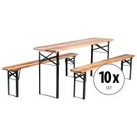 Set 10x Stagecaptain Hirschgarten 2 panche e tavolo da birreria, lunghezza 177 cm