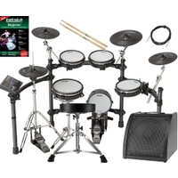 NUX DM-8 E-Drumset Komplettset mit Monitor, Hocker, Schule, Kabel und Sticks