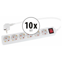 Stagecaptain PSSH-6 Regleta multifásica con interruptor (blanco) set de 10