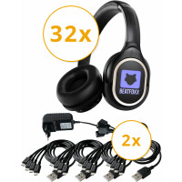 Beatfoxx SDH-340/32 USB-C Silent Disco V2 Kopfhörer Set + 2 Ladegeräte