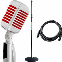 Pronomic DM-66R Elvis microphone dynamique rouge SET