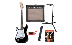 Rocktile Pro ST3-BK/RW-L Linkshänder (Lefty) E-Gitarre Black Set