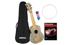Cascha 2315E Bamboo Sopran Ukulele Graphit Set