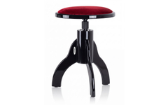 Classic Cantabile Pianohocker Velours Schwarz Hochglanz/Rot