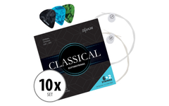 Shaman Classical Saiten für Konzert-Gitarre inkl. 2 Ersatzsaiten und 3 Plektren 10x Set
