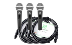 Pronomic DM-58 Microphone Vocal avec Interrupteur Set de 3 incluant 3x Câbles XLR 5m