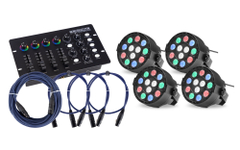 4x Showlite SPS-121 LED Smart Party Spot Set met DMX Controller en Kabel