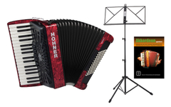Hohner Bravo III 72 SilentKey Rosso Starter Set