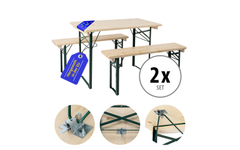 Stagecaptain Hirschgarten Set Tavolo Da Birreria Per Balcone 110 cm Naturale 2x Set