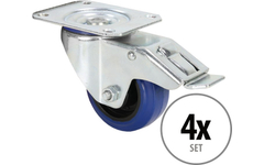 Adam Hall 372091 Bluewheel Zwenkwiel Met Rem 4-delige Set