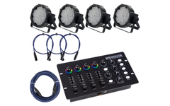 Projecteur Showlite FLP-144W Lot de 4 avec Contrôleur DMX & Câbles