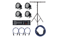 Set de 4 focos Showlite FLP-144W incl. Showlite Master Pro USB, trípode y cables