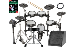 NUX DM-8 E-Drumset Juego Completo con Monitor, Taburete, Escuela, Cable y Baquetas