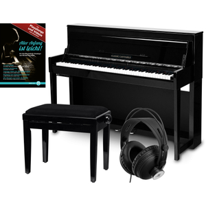 Classic Cantabile UP-1 SH E-Piano Black High Gloss Deluxe Set