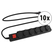 Stagecaptain OPSS-6 BK Multiprise Extérieure 6 Prises avec Interrupteur IP44 Lot de 10