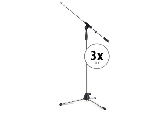 Pronomic MS-25C Microphone Stand Boom Pro Chrome Set of 3 image 1
