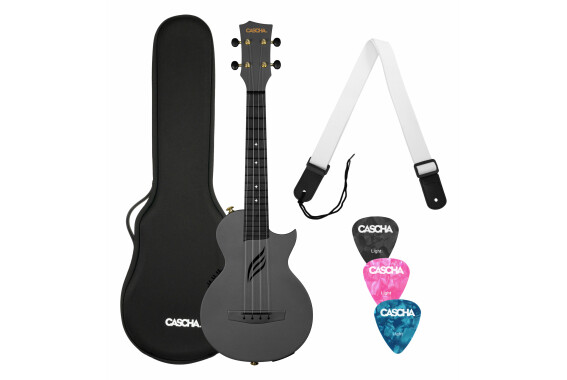 Cascha HH 2258E Carbon Fibre E-Ukulele Set mit Tonabnehmer, Schwarz  - Retoure (Zustand: sehr gut) image 1