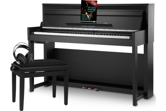 Classic Cantabile UP-1Plus SM Pianoforte Verticale Digitale Nero Opaco Set image 1
