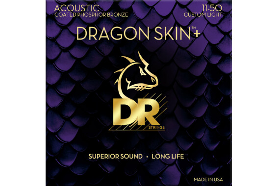 DR Strings Dragon Skin+ Acoustic Phosphor Bronze DAP-11 Custom Light 11-50 image 1