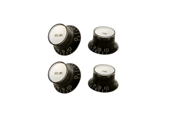 Gibson Top Hat Knobs Black w/ Silver Insert 4 pc. image 1