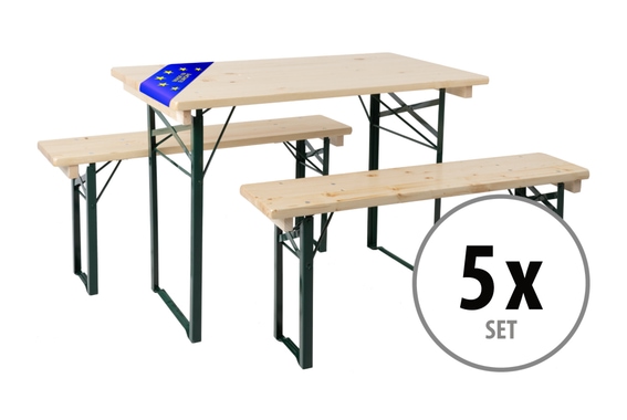 Stagecaptain Set de 5 Banco y mesa para aire libre 117 cm color natural image 1