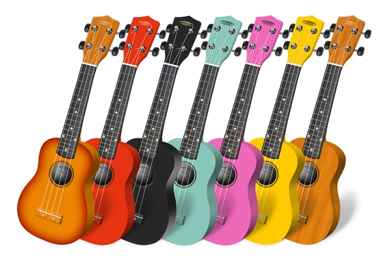 Classic Cantabile US-100P sopraan ukulele set van 7 masterpak, alle kleuren image 1