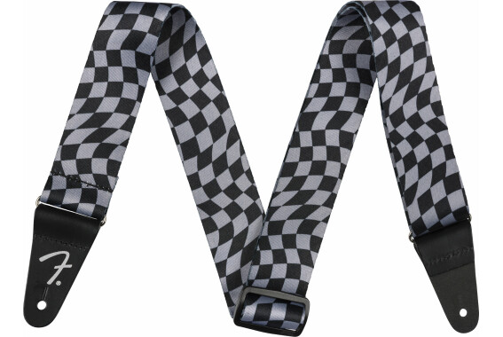 Fender Wavy Checkerboard Polyester Strap 2" Gray image 1