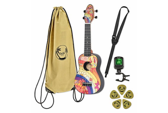 Ortega K2-68-L Keiki Lefthand Sopran Ukulele Pack "Peace '68"  - Retoure (Zustand: sehr gut) image 1