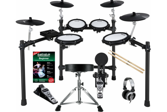 NUX DM-310 E-Drumset Komplettset mit Kopfhörer, Hocker, Schule und Sticks image 1