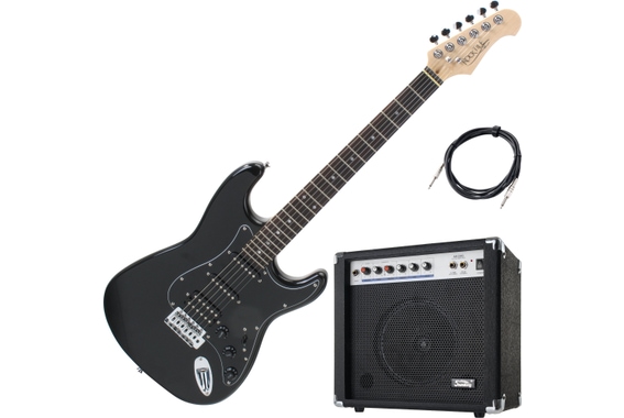 Rocktile Pro ST60-BK E-Gitarre All Black AK20G Set image 1