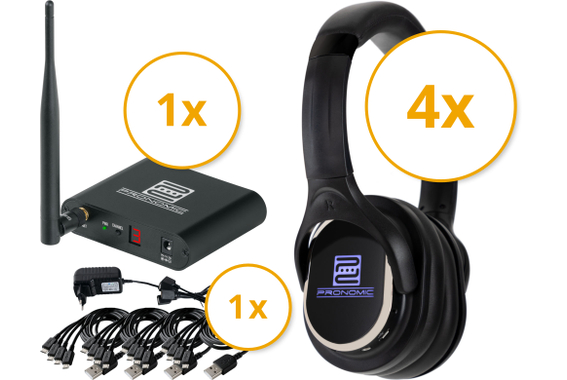 Pronomic SCBS-41 USB-C Silent Disco V2 Band Set con 4 auriculares y 1 transmisor image 1