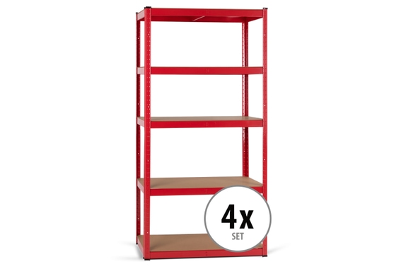 4x Set Stagecaptain HR-175 RD Heavyrack Storage Rack Wooden Shelves Red image 1