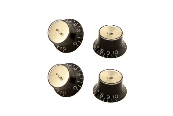 Gibson Top Hat Knobs Black w/ Gold Insert 4 pc. image 1