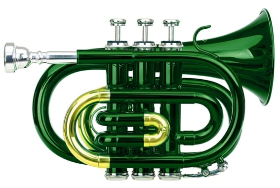 Classic Cantabile Brass TT-400 trompeta de bolsillo verde image 1