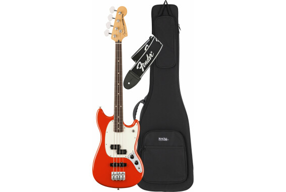 Fender Player II Mustang Bass PJ RW Coral Red Set image 1