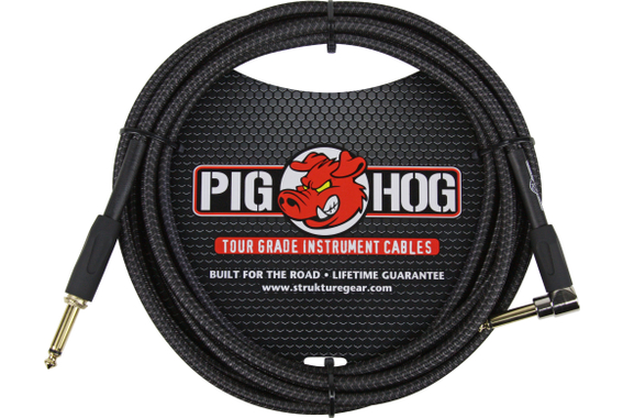 Pig Hog "Black Woven" Câble Pour Instrument 3m Coudé image 1