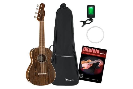 Fender Zuma Exotic Konzert Ukulele Natural Bocote Set image 1