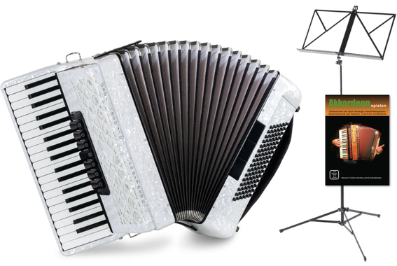 Classic Cantabile 96 Bass Accordeon "Secondo V" Wit Set image 1