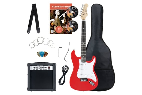 Rocktile Banger's Pack Electric Guitar Set, 7-Piece Red image 1