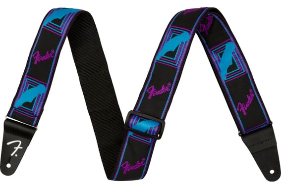Fender Neon Monogrammed Strap Purple and Blue image 1