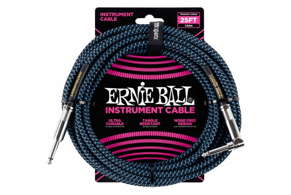 Ernie Ball 6060 Instrumentenkabel 7,62 m Schwarz/Blau image 1
