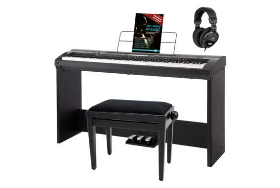 Classic Cantabile SP-250 BK piano de scène noir Deluxe SET y compris pupitre, banquette, casque image 1