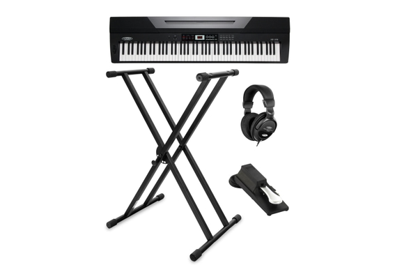Classic Cantabile SP-150 BK Stage Piano black SET incl. stand, headphones and pedal image 1