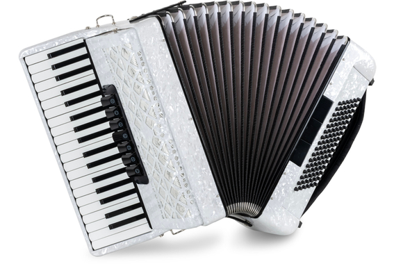 Classic Cantabile 96 Bass Akkordeon "Secondo V" Weiß image 1